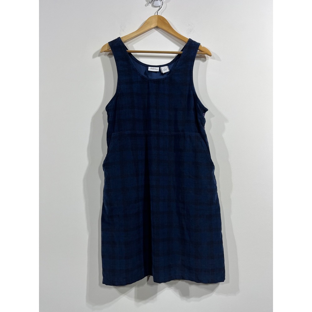 Vermont Country Store Plaid Corduroy Jumper Midi Dress Womens Small Modest